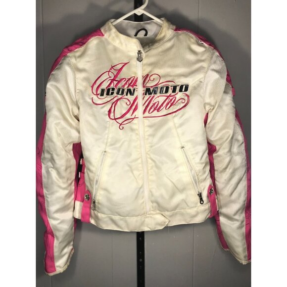 Icon Hella Jacket Womens Medium White Wings Textile Motorcycle Padded Armored - Picture 1 of 8